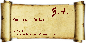 Zwirner Antal névjegykártya